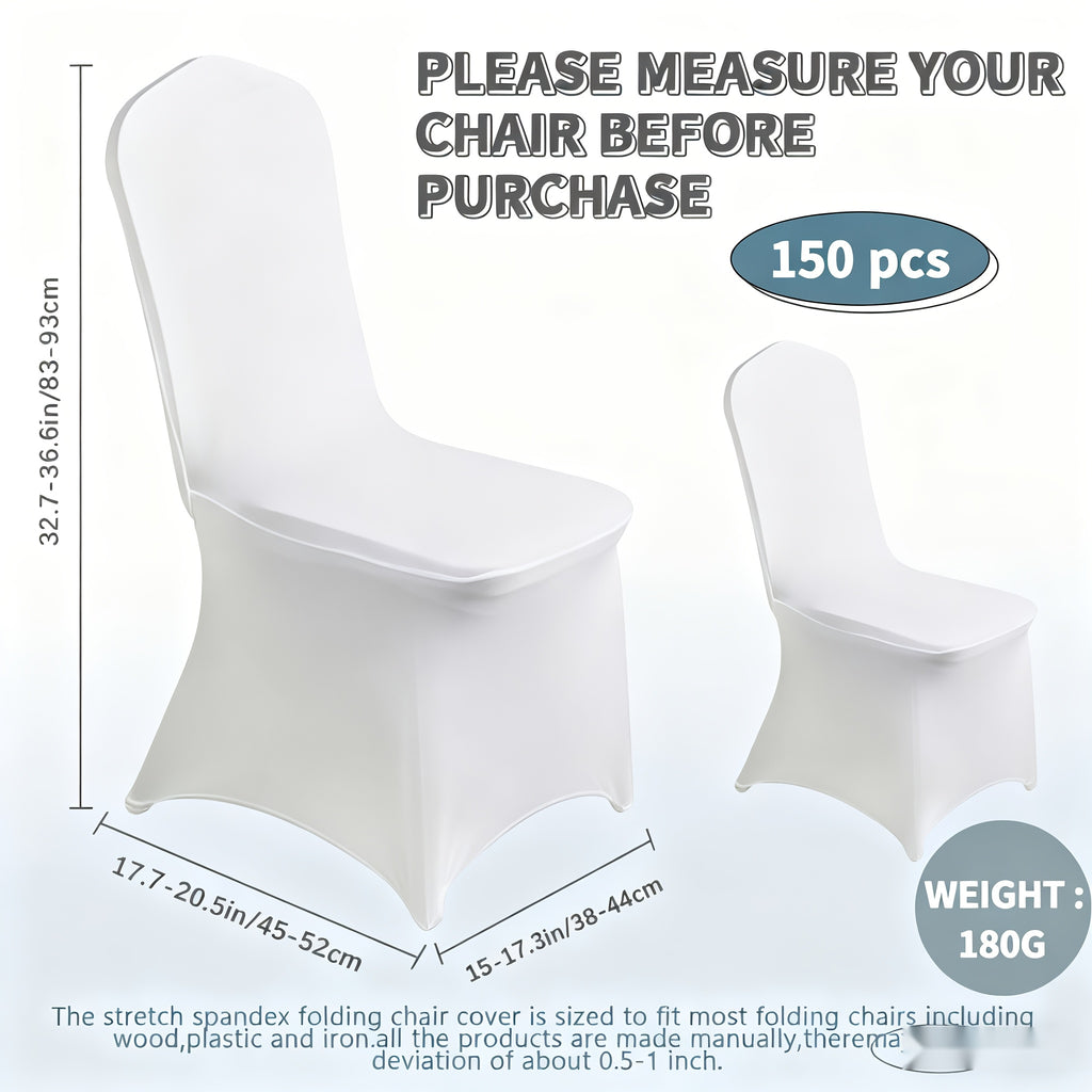 Banquet Chair Covers in Stretch Spandex, Black White or Red with 10 to 150 Piece Pack Options for Wedding Receptions, Holiday Parties and Business Events