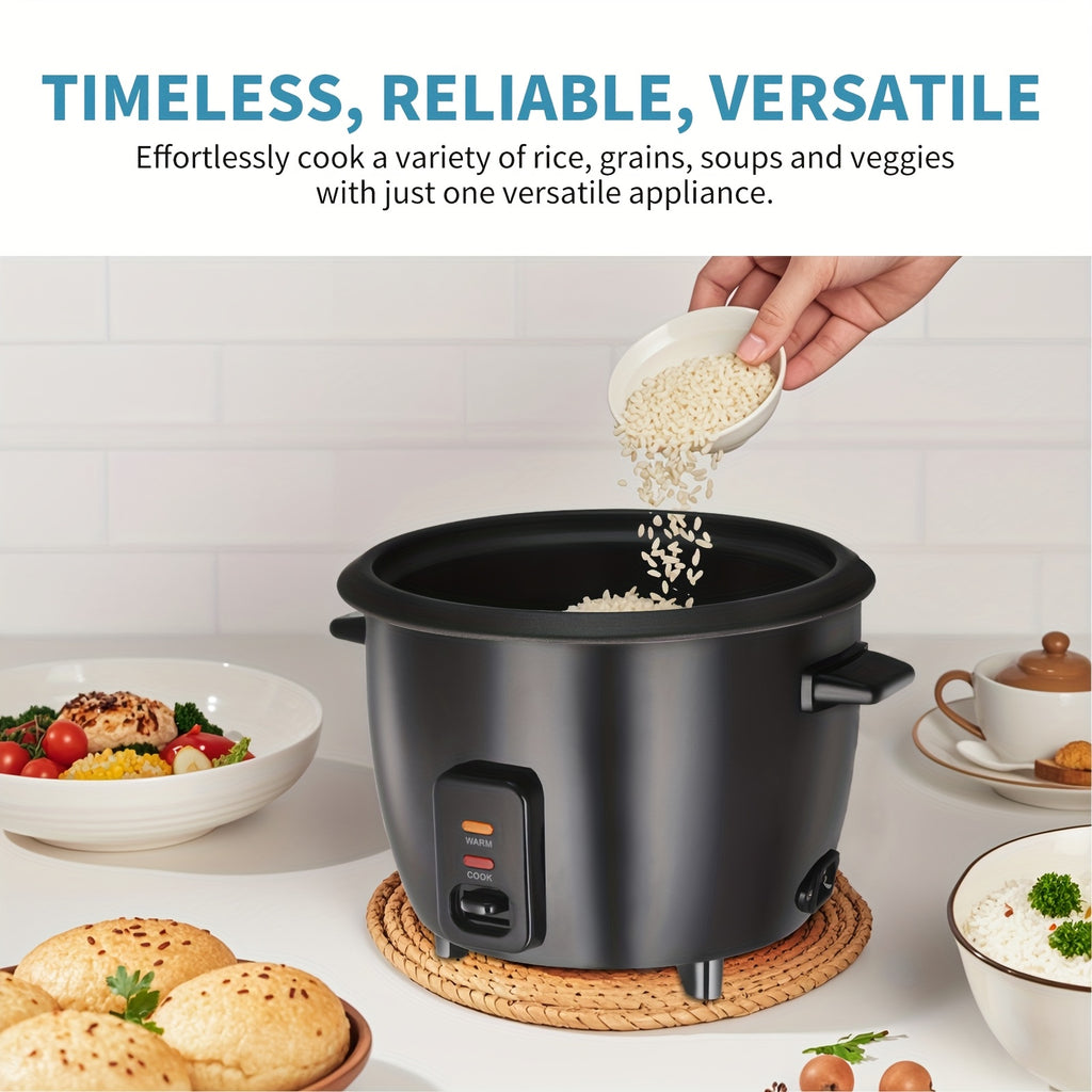 Rice Cooker with Removable Non-Stick Pot, Yogurt Maker with Auto Keep Warm Function, Large Capacity 6-Cup (Cooked) 1.5 Qt, 3-Cup (Uncooked), One-Touch Operation Grain Cooker, Multicooker, Stainless Steel Inner Liner, Steamer, Oatmeal Cooker