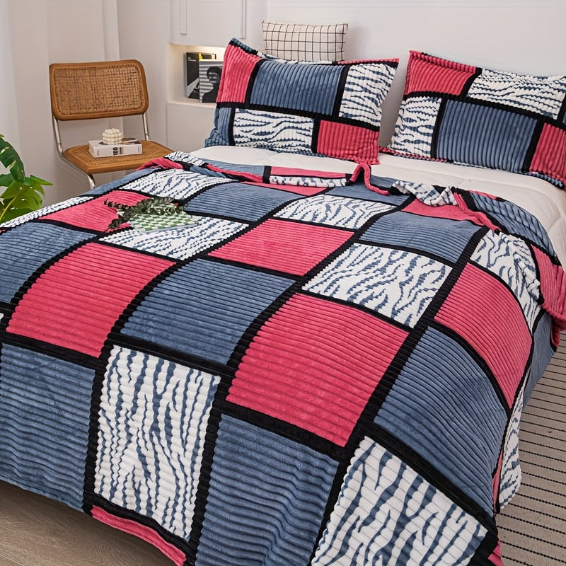1 Comfortable Plaid Print Blanket, Super Soft Blanket, Easy And Modern Design, Suitable for Single Lunch Break Leg Blanket, Summer Full Body Blanket, Universal for All Seasons, Multi-Purpose Blanket