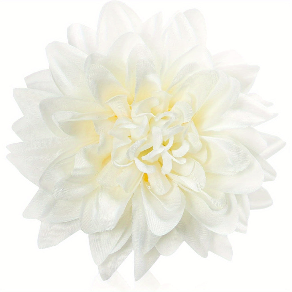 15pcs Bulk Realistic Large 3.5 Inch White Silk Dahlia Flowers Heads - Artificial Dahlia Bouquets for Wedding, Party,, DIY Crafts, Centerpieces - Faux Flower Heads for arrangements