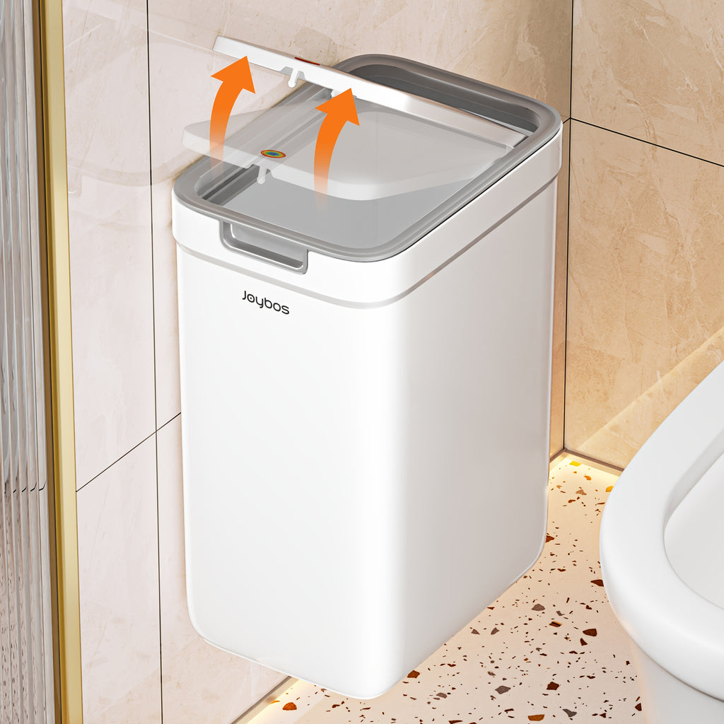 1pc Joybos Wall-Mounted Trash Can with Odor-Sealing Lid, Space-Saving No Power Needed, Durable Plastic Rectangular Design for Bathroom, Bedroom, Office & Dorm, Bathroom Waste Bin, Minimalist Design, Easy to Clean, Odorsealing Bin, Office Supplies