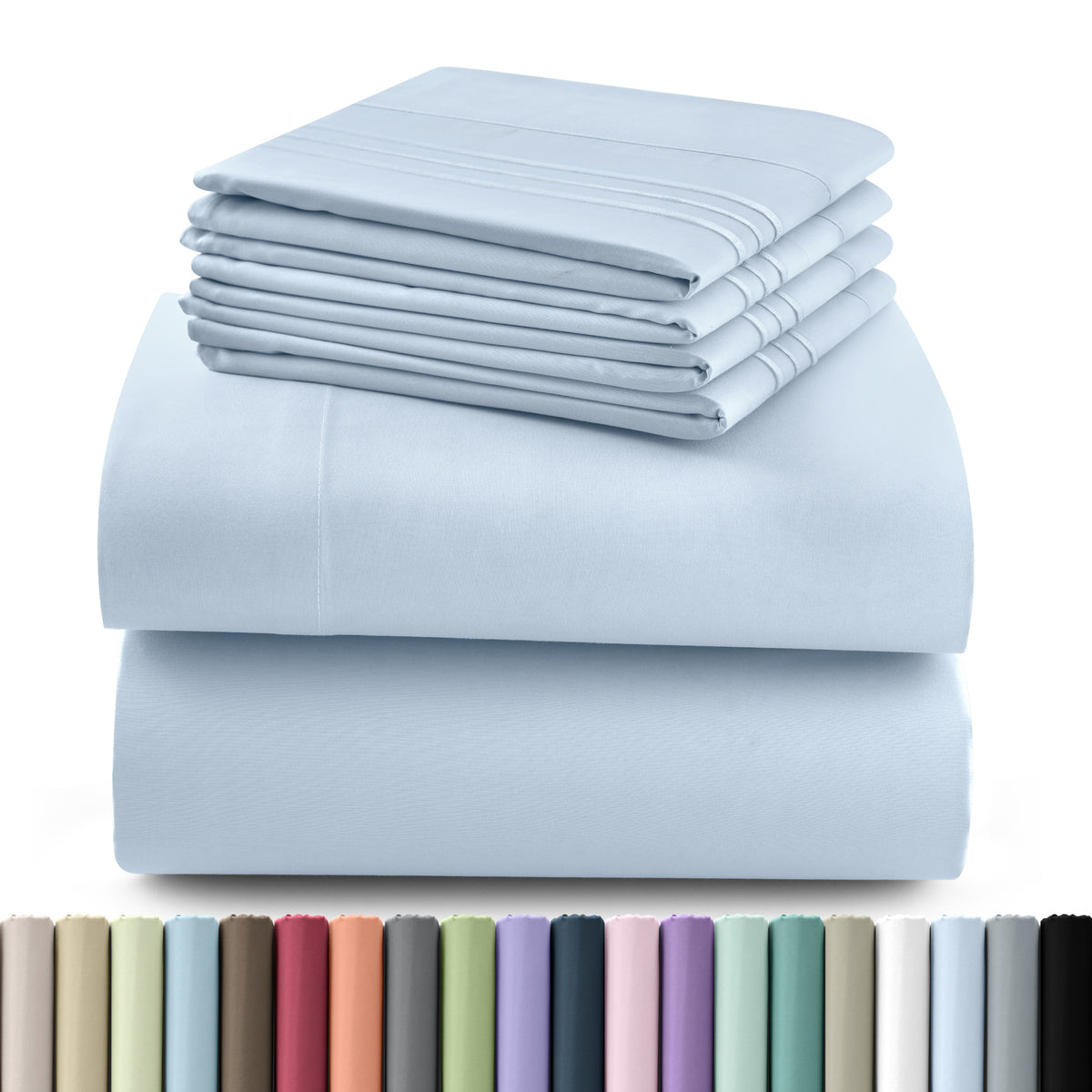 Hannah Bedding Sheet Set - 6 PC Brushed 100% polyester Bed Sheets 16 Inches Deep Pockets - Embroidered & Plain Pillowcases - Hotel Luxury Sheets Bed Set - Soft Bedding Sheets