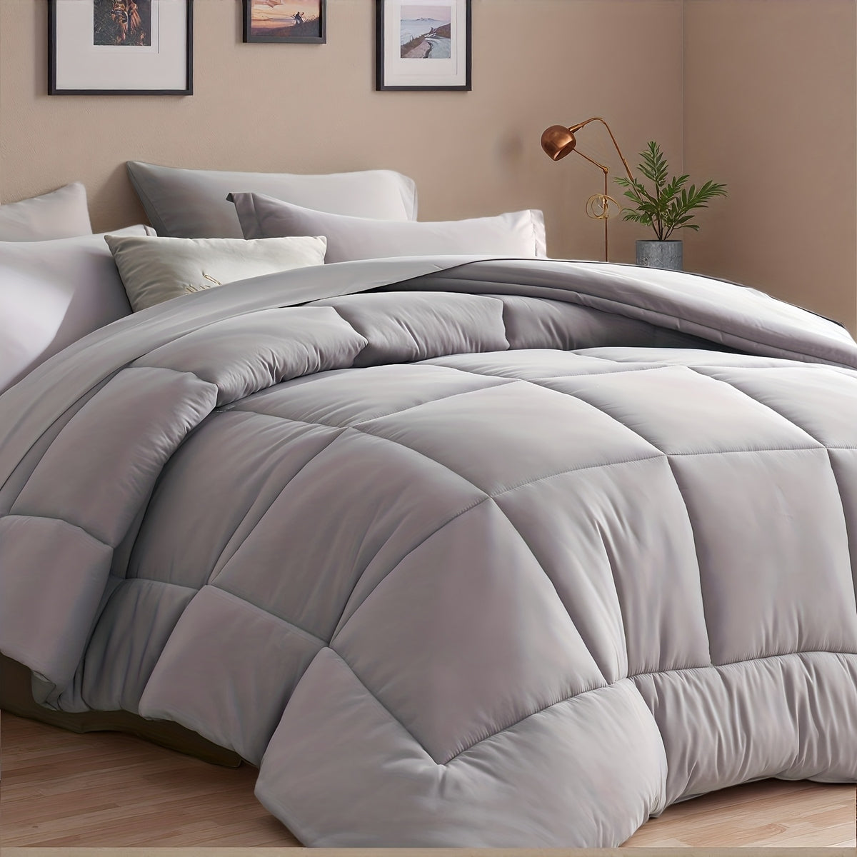 5/7pcs Luxurious Checked Pattern Comforter Set-Multiple Colors Plus Random Color Available, Breathable Comforter-Ultra Soft Fluffy Fiber Filling, Warmth For All Seasons-Bed In A Bag With Comforter, Flat Sheet, Fitted Sheet, Pillowcases