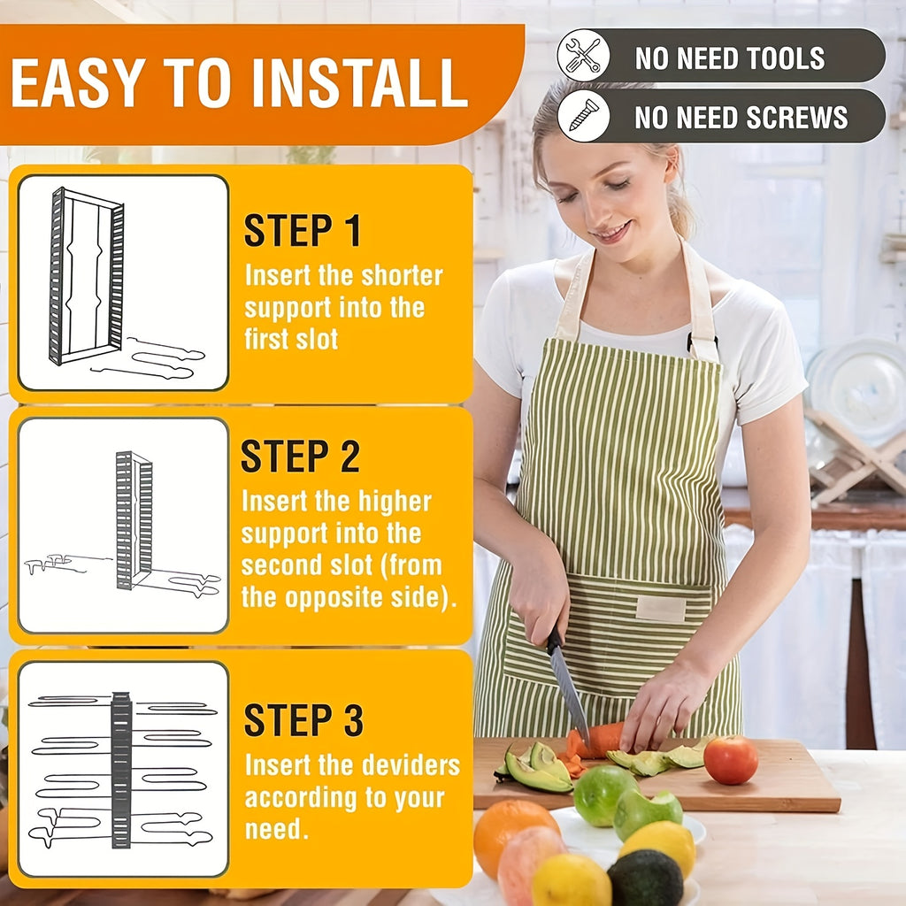 8-Tier Pot And Pan Organizer with Lid Rack, for Kitchen Cabinet Storage of Cookware And Utensils