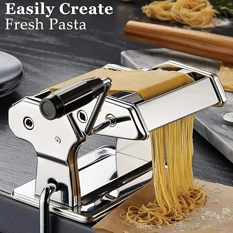 Pasta Maker Machine, 8-Adjustable Thickness Settings, 2-in-1 Pasta Machine with Roller and Cutter, Dough Press for Making Pasta, Perfect for Spaghetti, Fettuccine, Lasagna, or Dumpling Wrappers, Kitchen Gadget for Pasta Lovers, Father's Day Gift