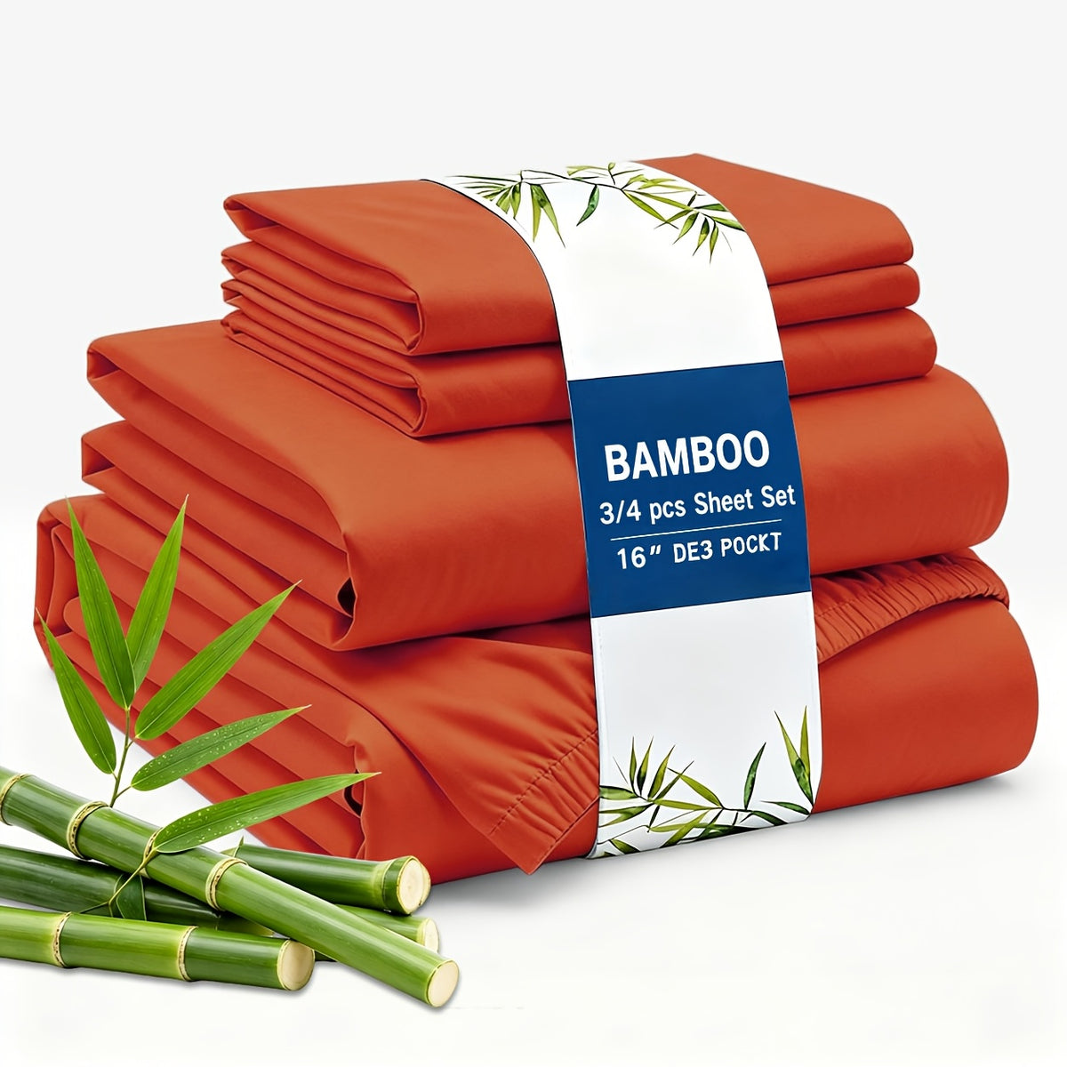 3/4pcs Cooling Bamboo Fiber Sheet Set - 16-Inch Extra-Deep Pocket Sheets - Luxuriously Soft, Hotel-Style Cooling Bedding - Ideal for Hot Sleepers, Wrinkle- And Shrink-Resistant Twin, Full, Queen, And King Sizes