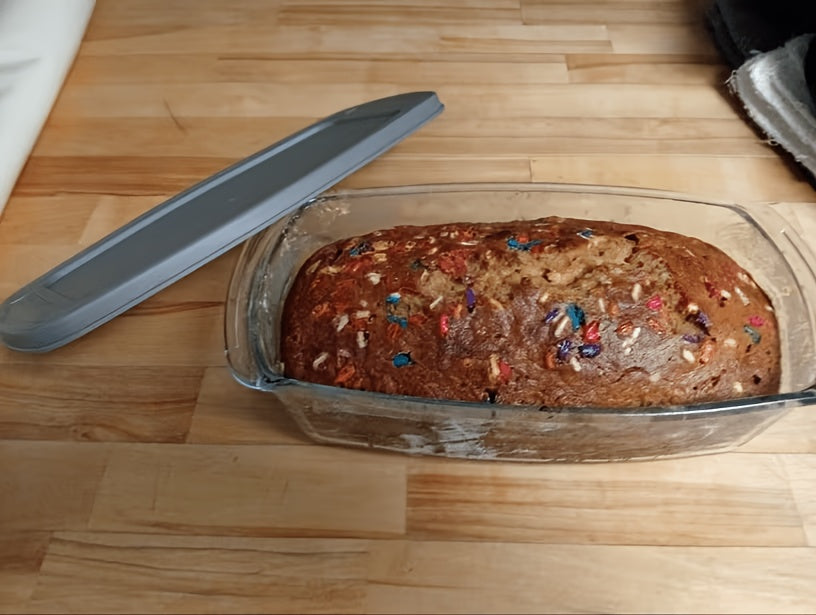 1/2pcs Large-Capacity Glass Baking Dish with Lid, 60.87oz/ 1.9 Qt, with Handles, Stackable, Microwave & Oven Safe, Specialized for Baking Bread & Cakes, Airtight Storage Container, Rectangular Toast Pan, Food Storage Container