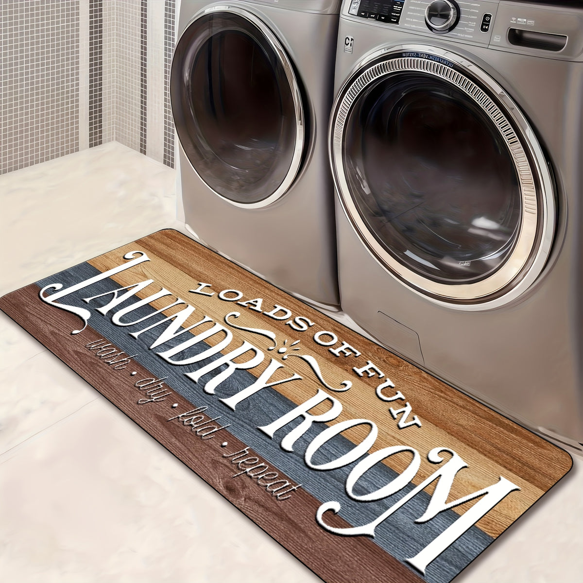 Non-slip Washable Laundry Room Runner Mat,Home Decor Floor Mat,Laundry Mat Home Decor,Laundry Room Accessories-Machine Washable Mat with Laundry-Themed Phrases