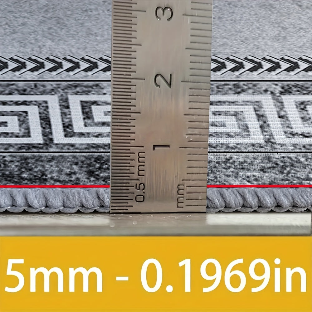 Luxury Crystal Velvet Rug - Heavy Duty 850gsm Bohemian Floral & Persian Pattern with Non-Slip Backing, Machine Washable 100% Polyester, for Living Room, Bedroom, Entryway - Grey & Black Marble Effect | Bohemian Style Rug for High Traffic Areas.