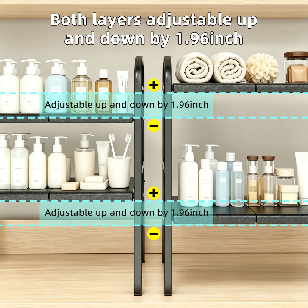 Kitchen Storage Rack, Bathroom Storage Rack, 1 Expandable Under Sink Organizer & Locker 2 Tier Cabinet Shelf Organizer with 5 Removable Panels 5 Baskets for Under Kitchen Bathroom Sink Organizer & Storage.Thanksgiving And Christmas Gifts