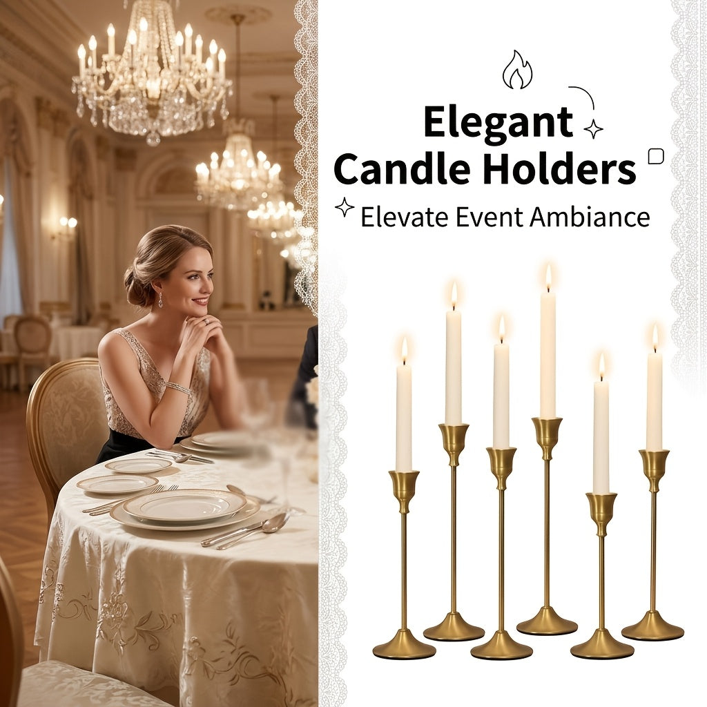 30pcs/48pcs/36pcs Copper Plated Candlestick Holders, Retro Style Minimalist Dining Tables Center Decoration, Suitable for Celebrations, Birthdays, Weddings And Christmas, Parties, Dining Tables, Fireplace Decoration Candle Holders
