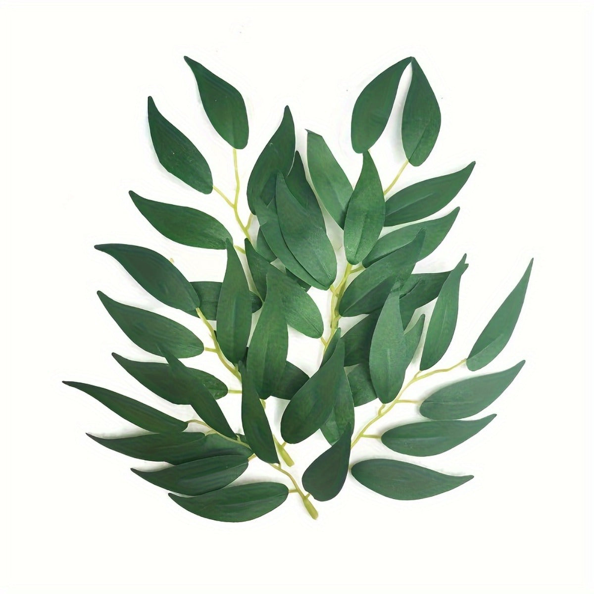 Artificial Willow Leaf Sprigs, 100-Piece Green Plastic Foliage with Pointed Leaves for DIY Wreaths Wedding Centerpieces Party and Home Decor