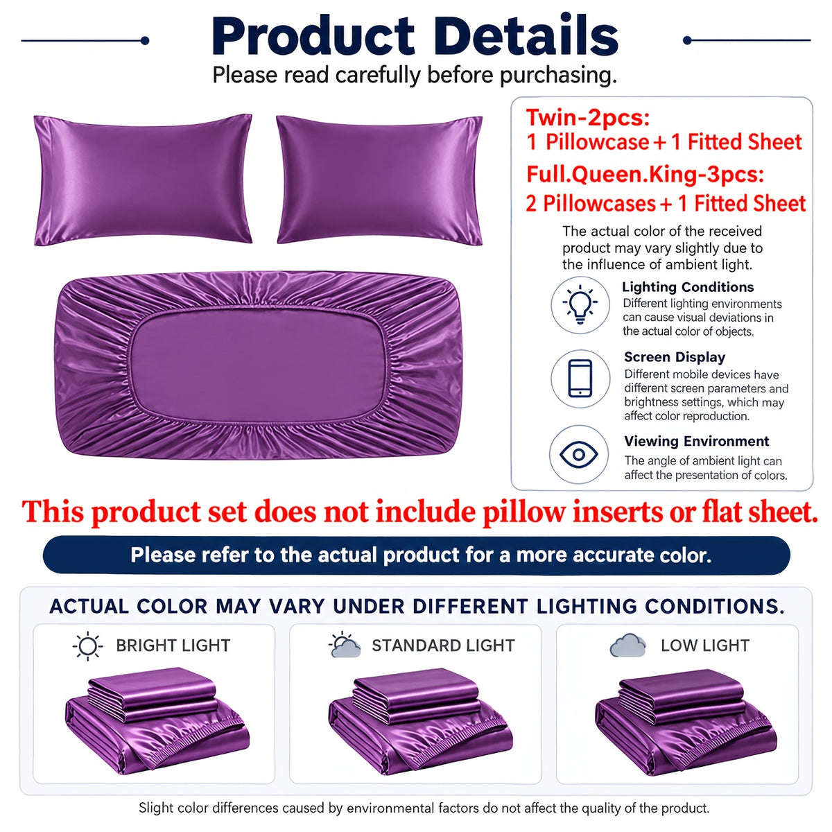 Luxury Satin Bedding Set, Cool And Breathable, Soft Satin Fitted Sheet, Five-Star Luxury Bedding, Twin(Fitted Sheet ×1+Pillowcase ×1), Full.Queen.King(Fitted Sheet ×1+Pillowcase ×2), Apartment, Bedroom, Guest Room, Halloween Christmas Gift