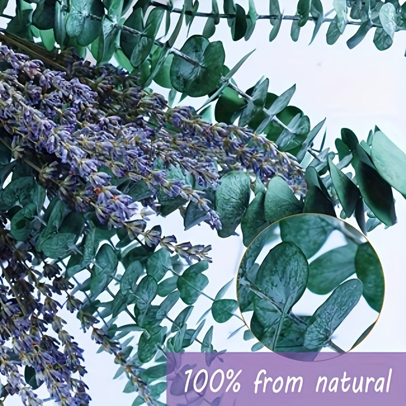 130pcs Preserved Eucalyptus & Lavender Flower Bundles Suitable for Hanging Shower Plants, 17” Real Fresh Eucalyptus Leaf Stems with Preserved Preserved Flower Stems for Home Spa Fragrance, Bathroom Decor, Everlasting Botanical Hanging Decor