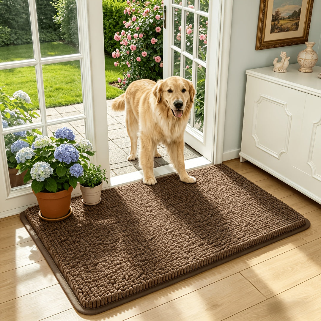Super Absorbent Microfiber Dog Door Mat for Muddy Paws, Non-Slip Washable Pet Rug, Quick Dry Chenille Entryway Carpet, Indoor Outdoor Carpet, Outside Rug, Outside Rugs, Machine Washable Indoor Outdoor Mat