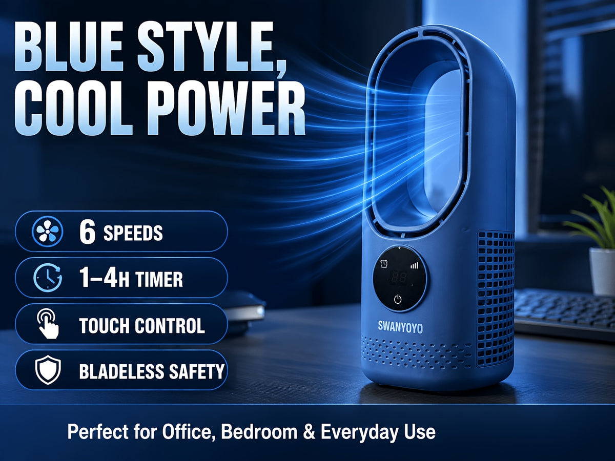 Portable Fan, USB Tower Fan, Desktop Bladeless Fan - Optional Remote Control, Touch Screen, Multi-speed Adjustment, Timer Function And Intelligent Shutdown - Perfect For Offices, Travel, Camping And Home Necessities