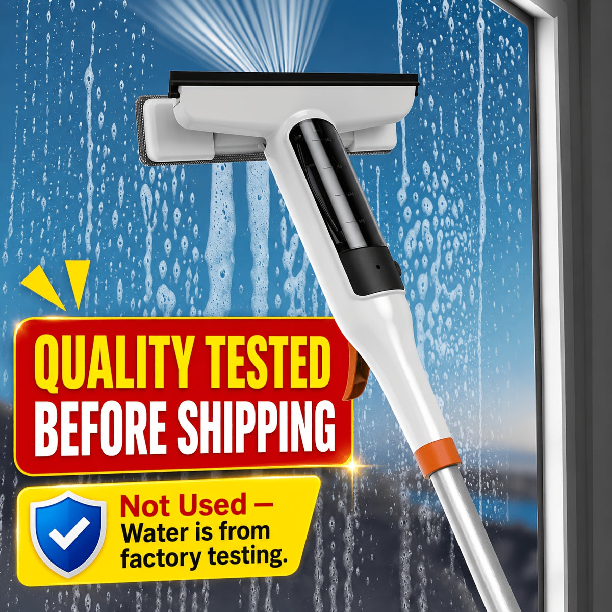 [3-in-1 Glass Cleaning] 3-in-1 Glass Cleaning Kit - Durable Metal Pole, Scraper Included - Ideal for High Windows, Shower Doors & Car Windshields - Essential Home Cleaning Tool