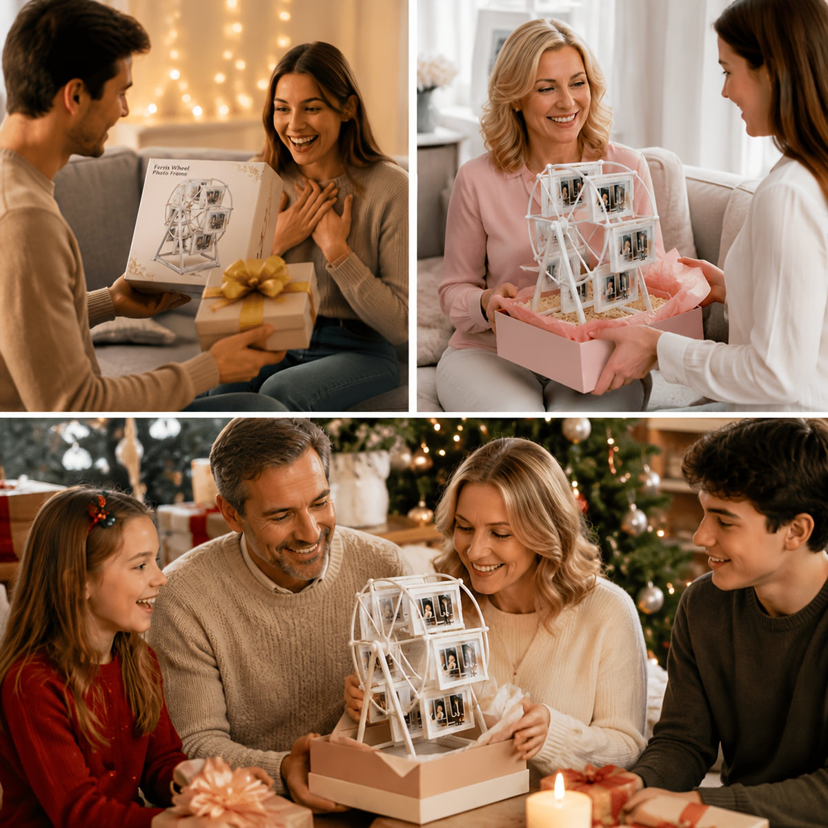 Vintage Rotating Ferris Wheel Photo Frame - 8 4-inch Photo Frames - Exquisite Living Room, Bedroom, Desk Furnishings - Perfect for Valentine'S Day, Birthday, Christmas Gifts (Frame Material ABS Plastic)