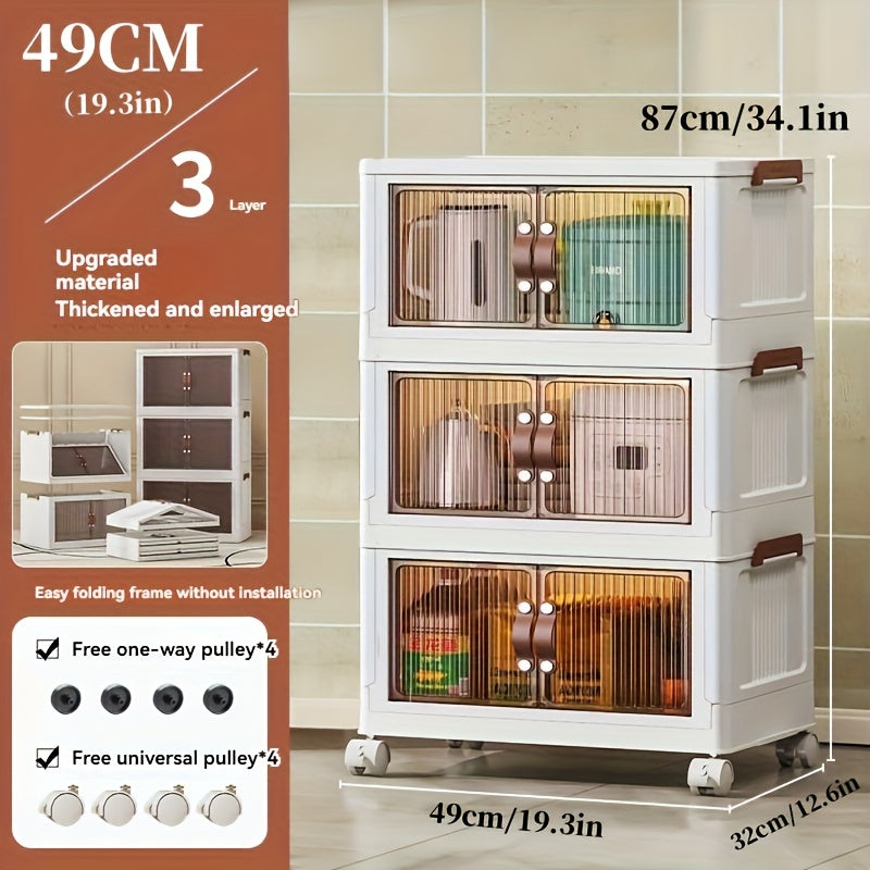 (19.29inch/29.53inch) White Foldable Storage Cabinet with Lid And Stackable Wheels - Clothes And Bedding. Space-Saving Wardrobe for Snacks And - Durable Organizer, Perfect for Bedrooms And Game Rooms, 2/3/4/5 Packs, Etc