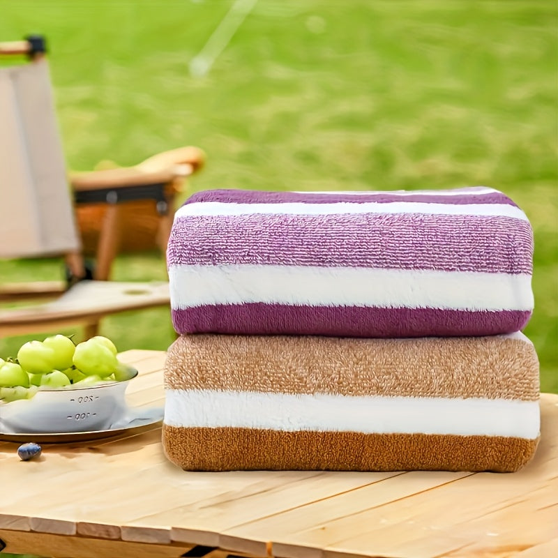9/15pcs Classic Towel Set, No Hair Loss, Super Absorbent, Super Soft Two-Color Striped Interval Bath Towel Combination, Including 2/5 Large Bath Towels, 2/5 Large Face Towels, 5 Hand Towels, Bathroom Supplies, And Beach Essentials
