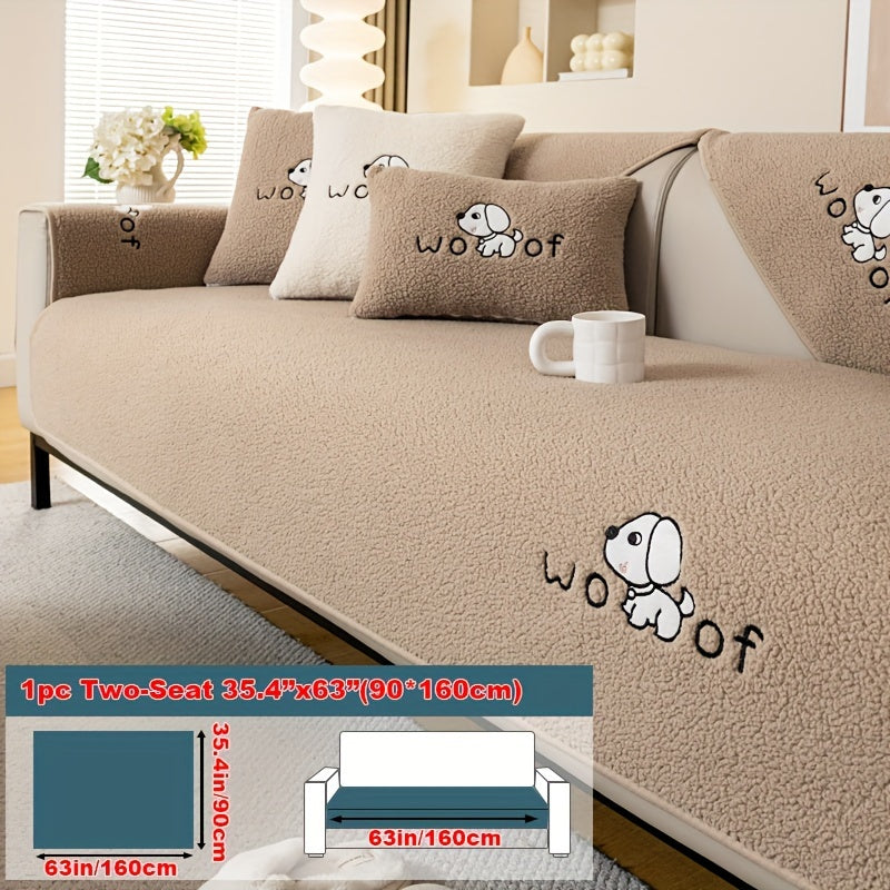 1pc Sherpa Couch Protector, Enhanced Sofa Cover, Suitable for Pets, a Favorite Among Pets, Thick Plush Sofa Shield, Non-Slip Plush Sofa Cover, Furniture Protection Cover, Home Decor for Bedroom, Office, And Living Room
