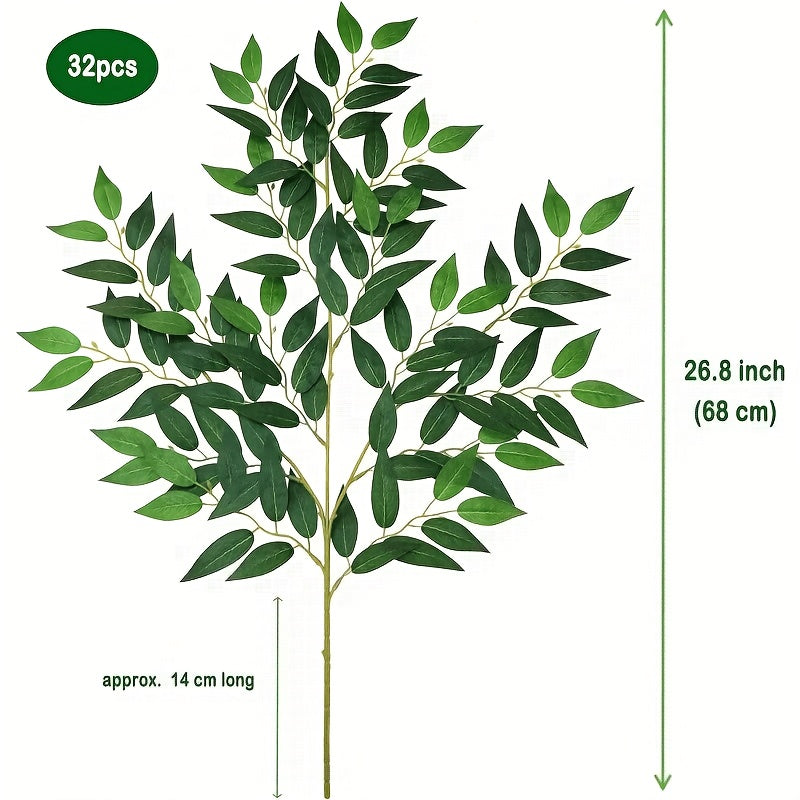 16/ 24/32pcs Italian Ruscus Greenery Stems, 27.6in Artificial Green Leaf Garland Vines Hanging Spray For Wedding Arch Bouquet Filler Table Centerpieces Home Decor