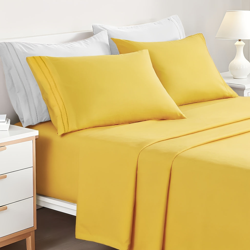 ClevaHome Light Luxury Breathable Sheet Set - 3/4pcs Deep Pockets Cooling Soft Bedding, Fade-Resistant Deep Pockets, All-Season Comfort, Ideal for Dorms, Guest Rooms Everyday Use Twin Full Queen King Sheet