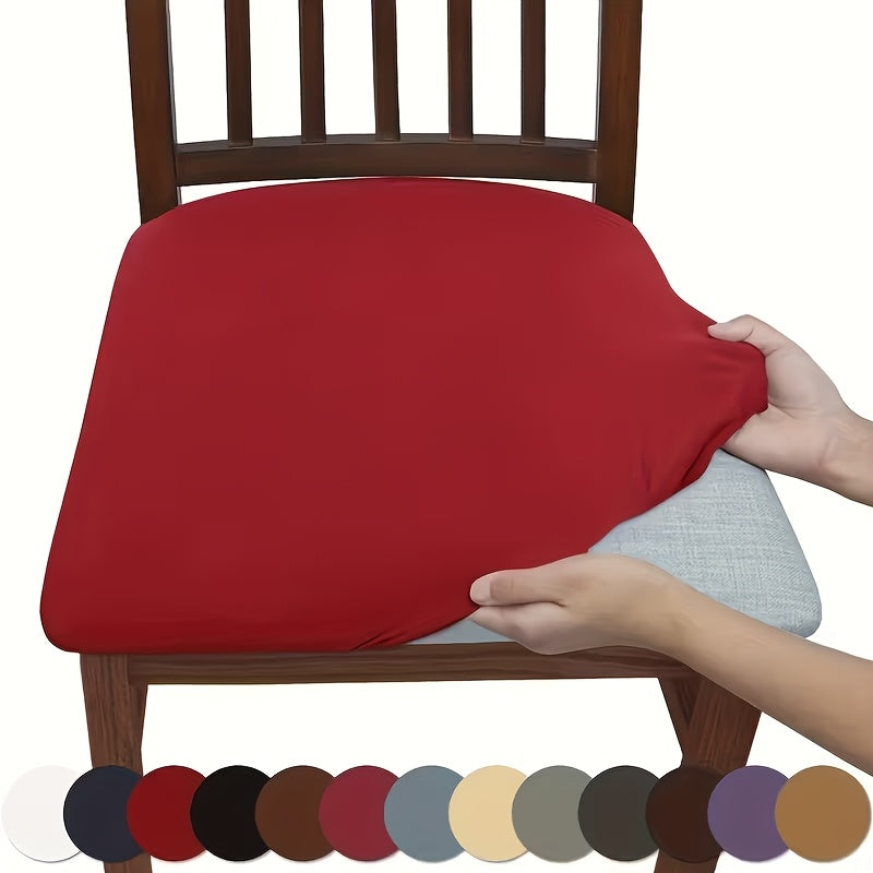 Brushed Chair Seat Covers 4 Pack, Soft Stretch Slipcovers with Elastic Edges in Beige Black Gray or Red for Dining Room Kitchen and Home Office Seats