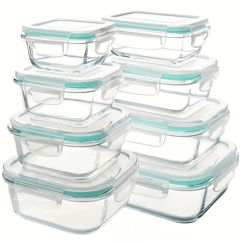 8pcs Glass Food Storage Containers, Ideal for Meal Prep And Kitchen Storage in The Pantry; Leak-Proof, Airtight Glass Lunch Boxes, Suitable for Refrigerators And Dishwashers, Perfect for Lunches at Work