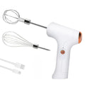 Cordless Hand Mixer, White USB Rechargeable Electric Kitchen Mixer with 3 Speed Settings and 2 Detachable Stainless Steel Whisks for Home Baking