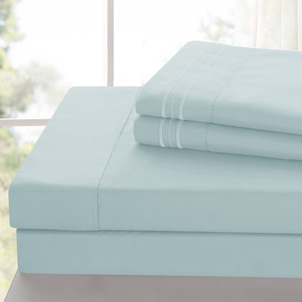 Lux Decor 6 Pieces Solid Bed Sheets Set - Modern Soft Comfortable Bedding Set, Hotel Luxury Skin Friendly Cooling Sheets & Embroidered Pillowcases Without Filler - All Seasons Bed Sheet with 16 Inches deep Pocket, Breathable Skin Friendly & Cooling Sheets