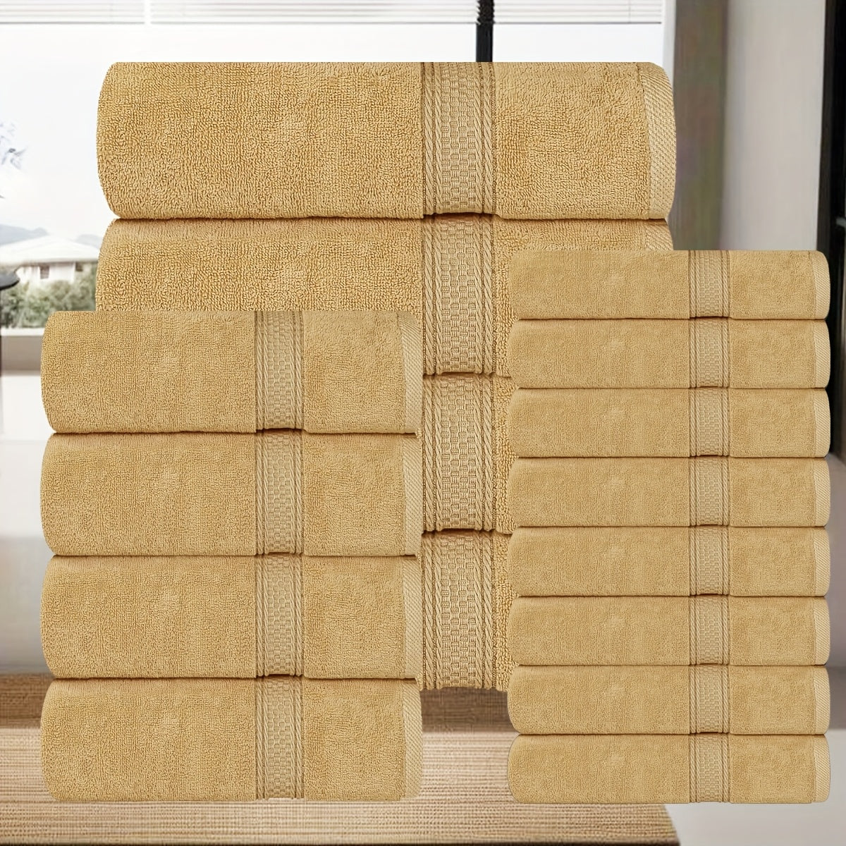 UToPantica 16pcs/8pcs Luxurious Soft Towel Set | 2/4 Bath Towels, 2/4 Hand Towels, 4/8 Washcloths Luxurious, Soft, Skin Friendly, Good Water Absorption, Quick Drying, Thickened Bathing Towel, Suitable For Home, Hotel, Travel, Fitness, Beauty SPA