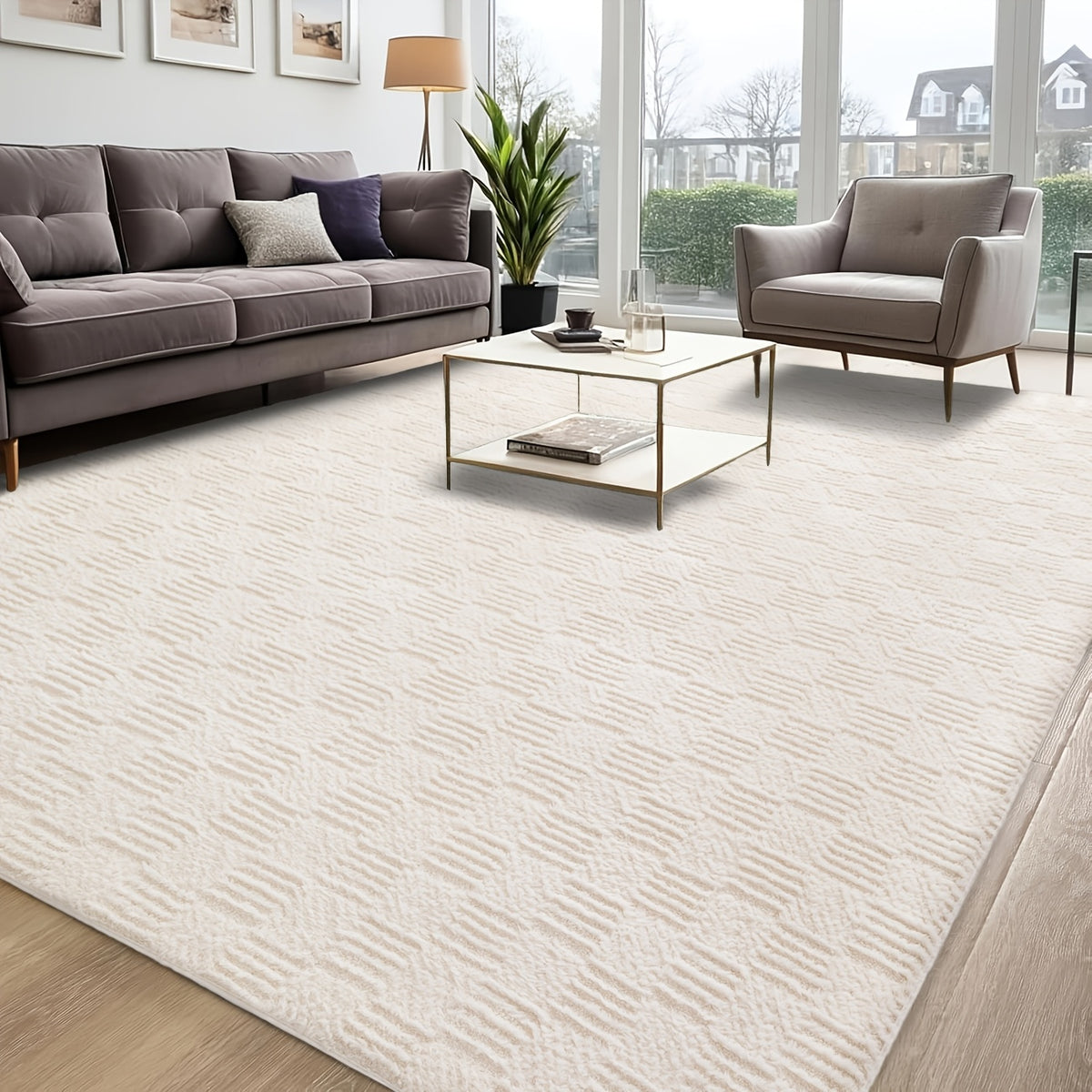 1pc Luxurious Rectangular Shaggy Plush Carpet Rug - Soft, Fluffy, Tie-dyed, Solid, Dark-colored, Non-slip, Machine Washable - Perfect for Living Room Sofa, bed Room, Home High-end Decorative, Easy to Clean, Long-lasting, and Versatile