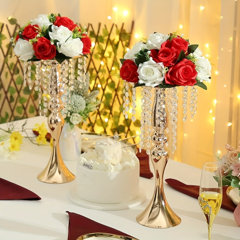 Pack Of 6 Artificial Flower Ball Arrangement Bouquets, Plastic Roses With Base, Fake Wedding Rose Flower Ball Centerpieces, Fake Flower Balls For Wedding Centerpiece Flower Racks For Party Valentine's Day Home Décor Table DIY Flower Decorations