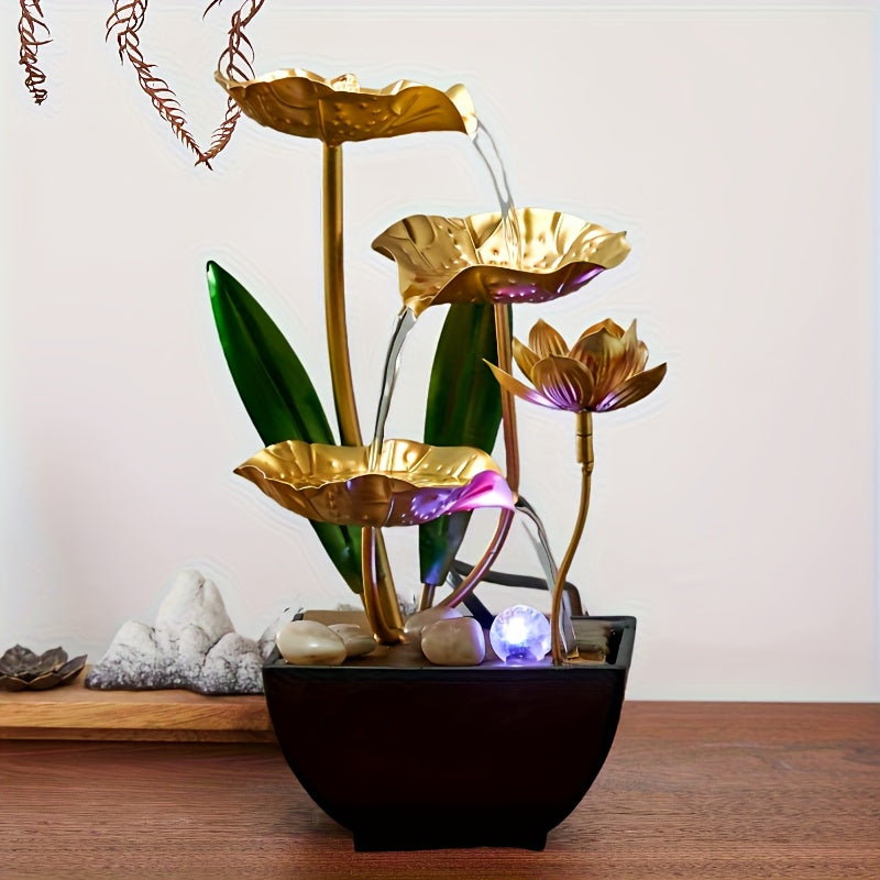 Indoor LED Table Fountain, Waterfall Fountain Table Decor, Relaxation Meditation Fountain, Peaceful and Relax Christmas Gifts