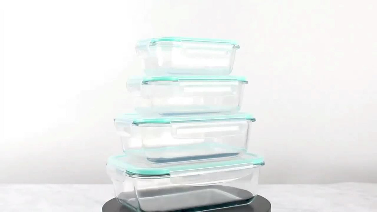 16pcs Sealed Glass Food Storage Containers, Lunch Box, Microwave, Oven - Great For Salads, Fruits, Vegetables And Sandwiches, Lunch Box | Sealed Storage | Durable Glass, Food Storage Containers (8 Lids + 8 Containers)