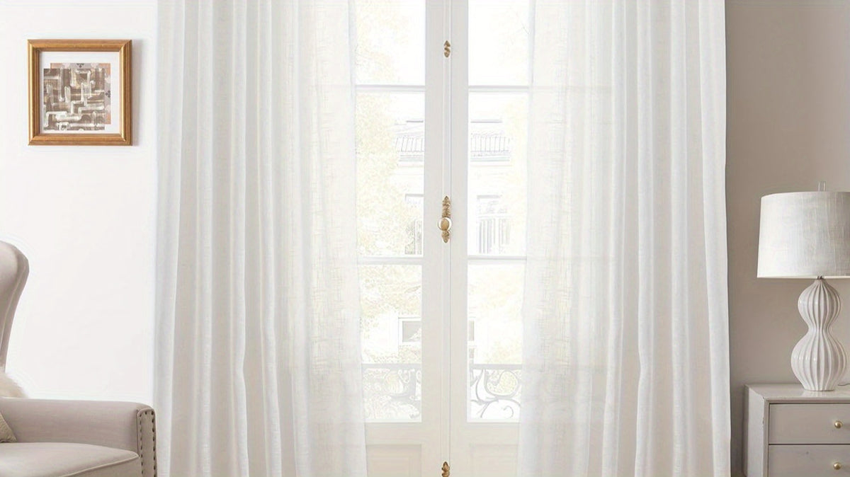4 Panels Natural Linen Curtains for Living Room Semi Sheer Farmhouse Real Flax Rod Pocket Back Tab Boho Rustic Light Filtering Window Drapes for Bedroom Privacy Assured