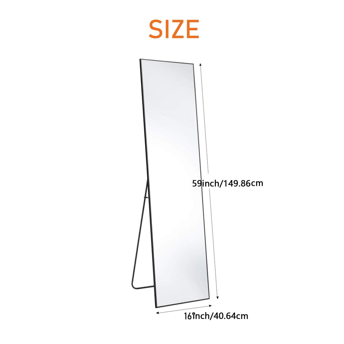 Full Length Mirror, Aluminum Frame - LED Lighted Full Length Mirror - Arched Makeup Mirror - Full Length Makeup Mirror - for Bathroom Bedroom or Living Room, Multiple Sizes, Black/ Golden/ White Available