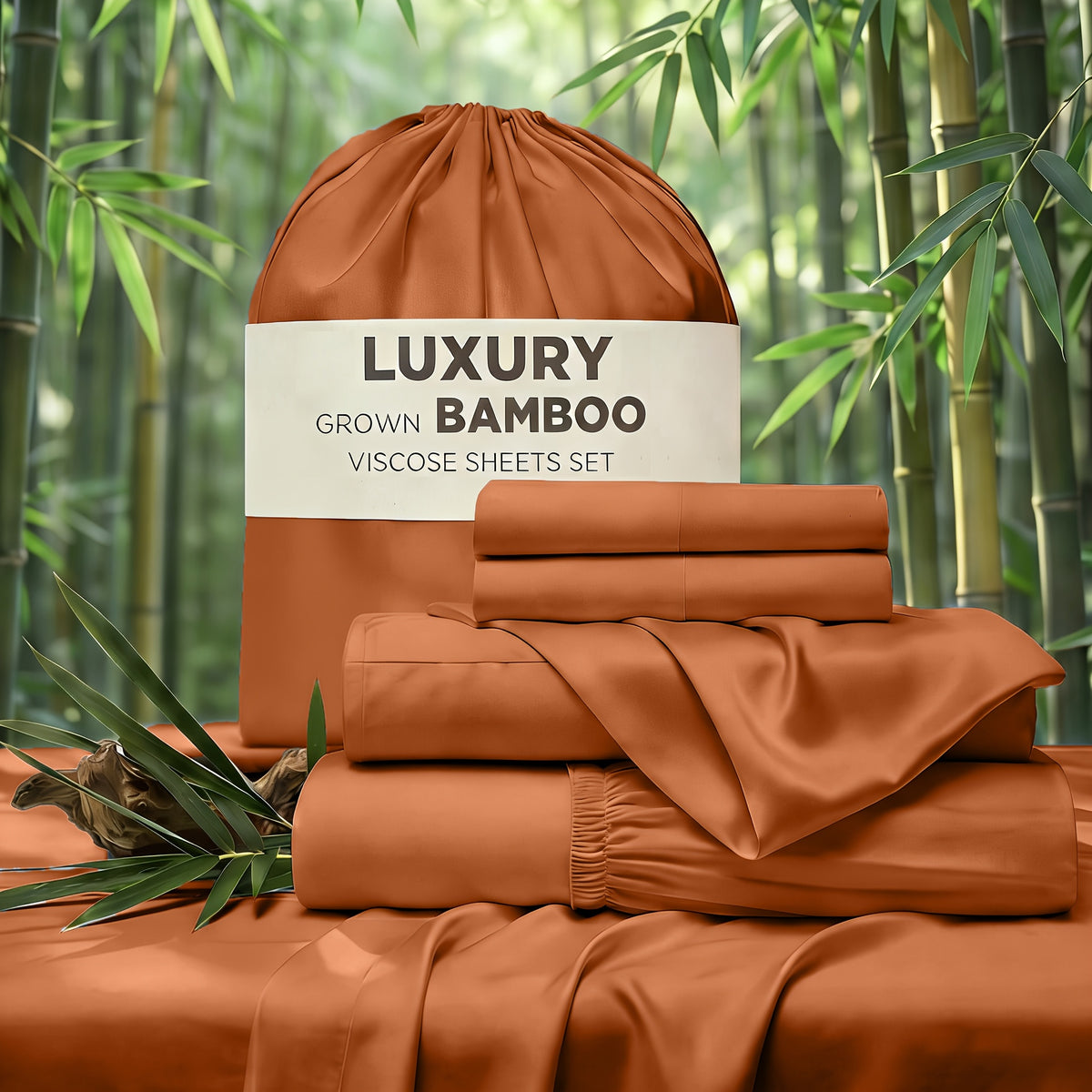 4pcs Hotel Luxury Bed Sheet & Pillowcase Set - Ultra Soft Rayon Derived From Bamboo, Wrinkle Fade & Stain Resistant, 14" Deep Pocket, Easy Care Bedding for Bedroom & Kids Room Decor