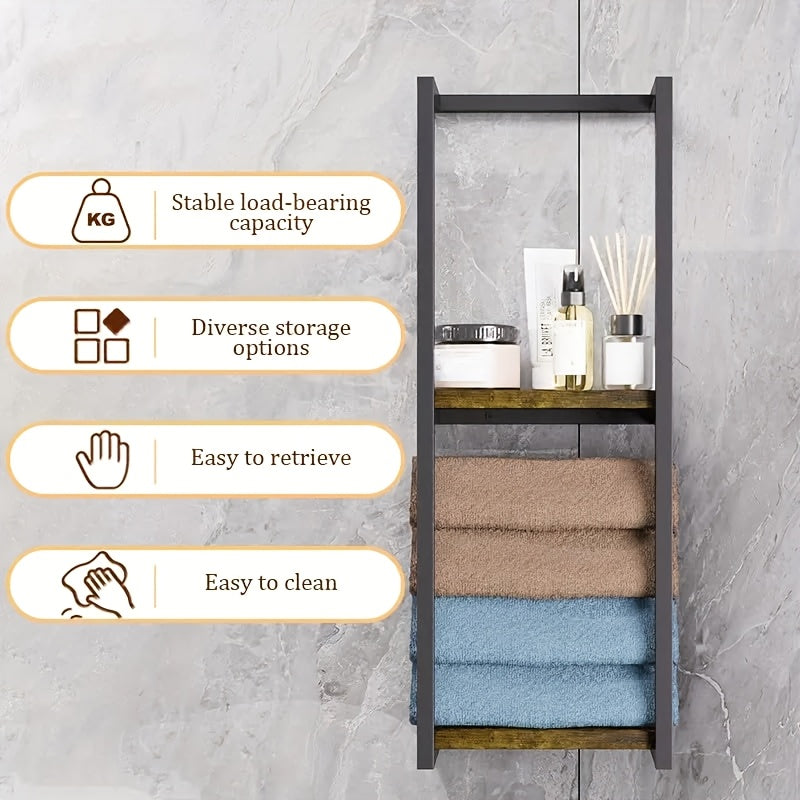 1Packs/2Packs 2 Layer Towel Storage Rack, Wall Hanging Towel Storage Rack, for home Decor Rack, Space Saving Organizer For Home Rooms, Bathrooms, Bedrooms