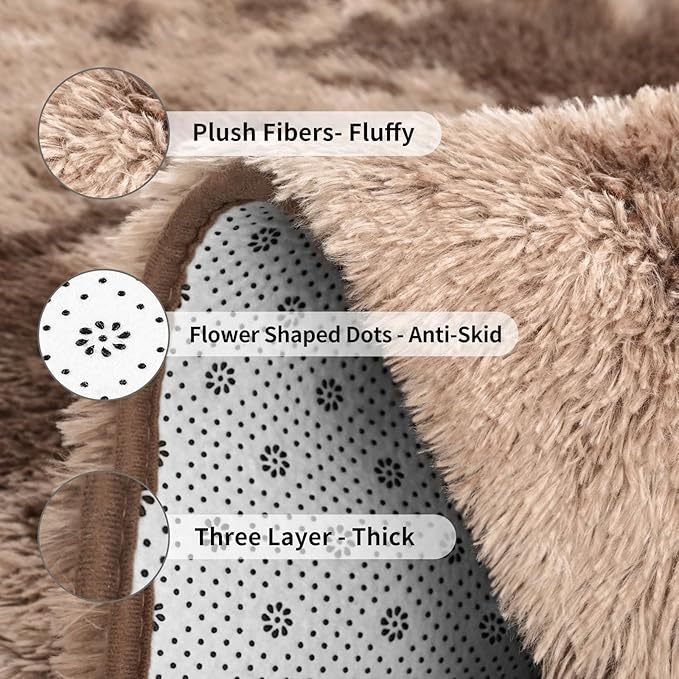 6x9 Shag Area Rug, Soft Fluffy Indoor Floor Carpet in Gray, Coffee, Black and Tie-Dye Gray Options for Living Room, Bedroom and Dorm Decor