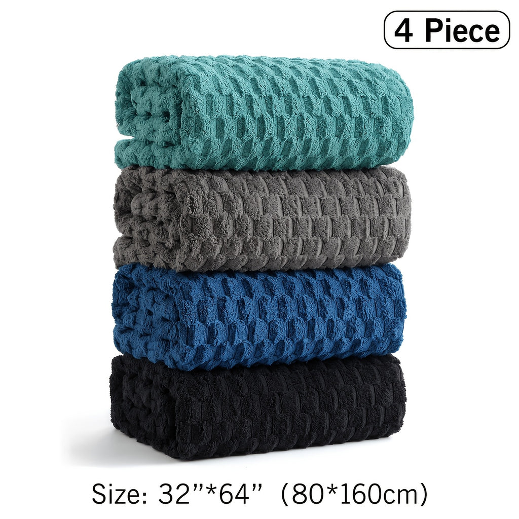 4-Piece Oversized Bath Towel Set, 32 x 64 Inch Quick-Dry Microfiber Bath Sheets, Ultra-Soft Absorbent Towels for Home, Family, Hotel, Spa & Everyday Bathroom Use
