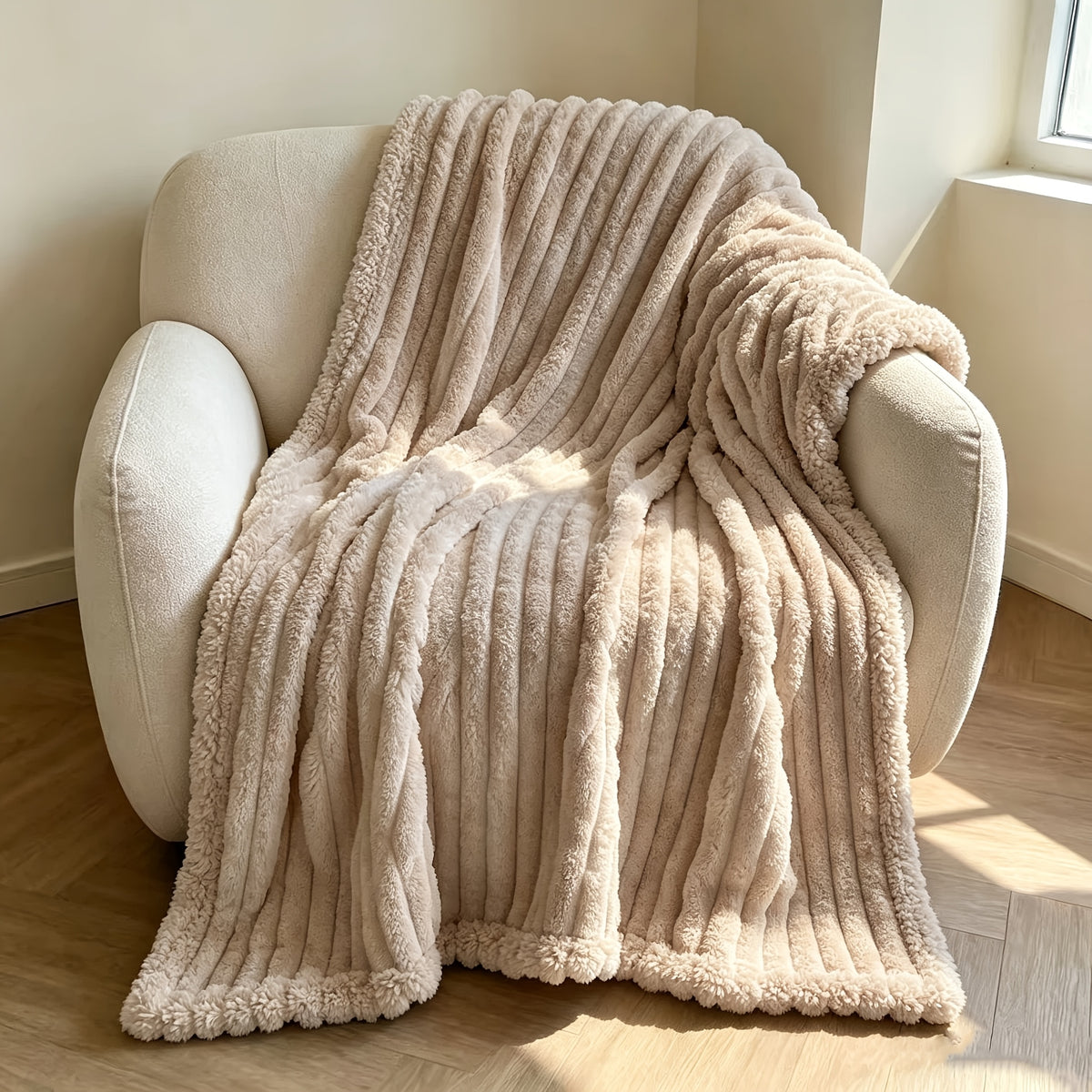 Ultra-Soft Thick Fleece Blanket | Multi-Color, 3D Faux Rabbit Fur, Double-Sided, Ideal for All Seasons, Home, Office, Travel, Camping, Gift for All Occasions