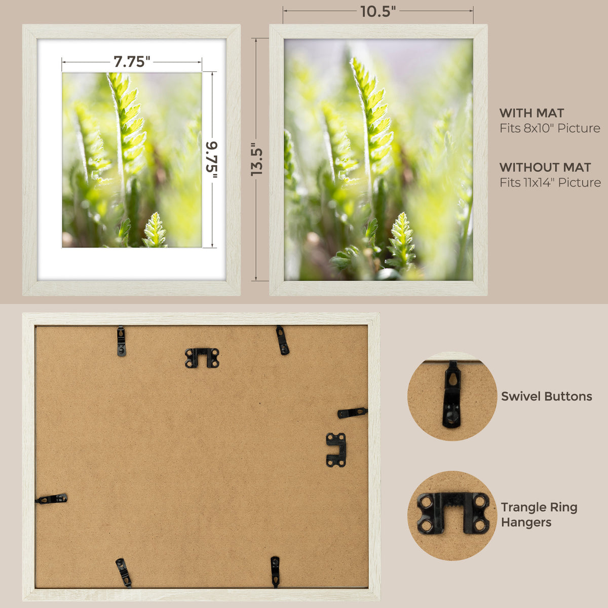 6 Packs 6x8/8x10/9x12/11x14/16x20 Picture Frames Set, Engineered Wood Gallery Wall Frame Set with Plexiglass - Wall Mounting or Tabletop Display
