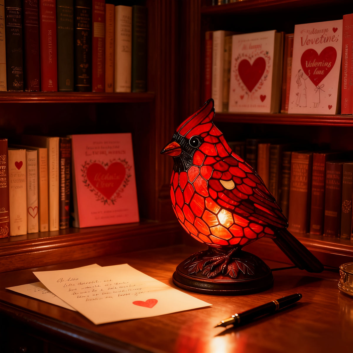 Red Cardinal Holiday Decorative Lights | Perfect for Bedrooms, Living Rooms, Study Areas, and Christmas Holiday Decorations, USB Powered, Geometric Pattern, Tabletop Mounting