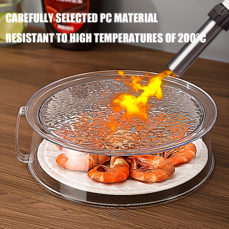 Transparent Multifunctional Microwave Splash Guard with Handle | Heat Resistant 200°C, 360° Splash-Proof, Insulated Cover for Vegetables, Fruits, And Food, Durable Plastic, Stackable for Easy Cleaning, Suitable for Most Microwave Ovens, Freezers