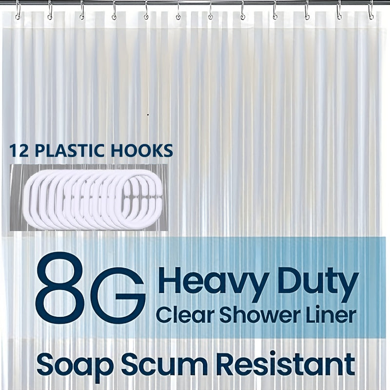 Bathroom Shower Curtain Plastic Shower Curtain Premium PEVA with Rust-Proof Grommets Clear 8G Bathroom Additions 72X72 (Randomly Gift Bath Balls)