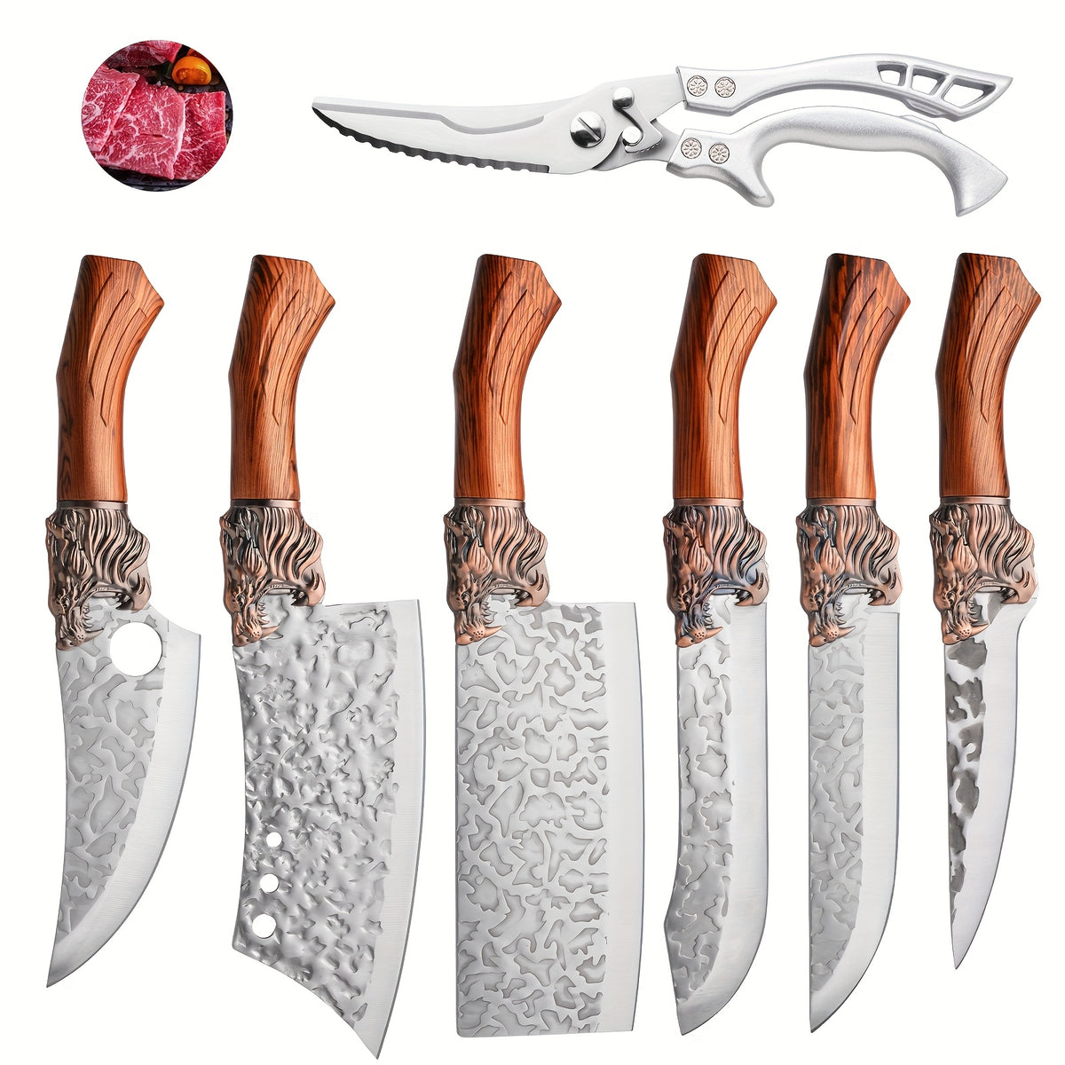 3/6/7pcs Professional Kitchen Chef Knife Set, Knife, Hotel Gift Visit, Outdoor Camping Car Knife Set, Chef Knife Utility Knifeing Knife Slicing Knife Fish Knife Butcher Knife Kitchen Scissors Boning Duck Fish Scissors