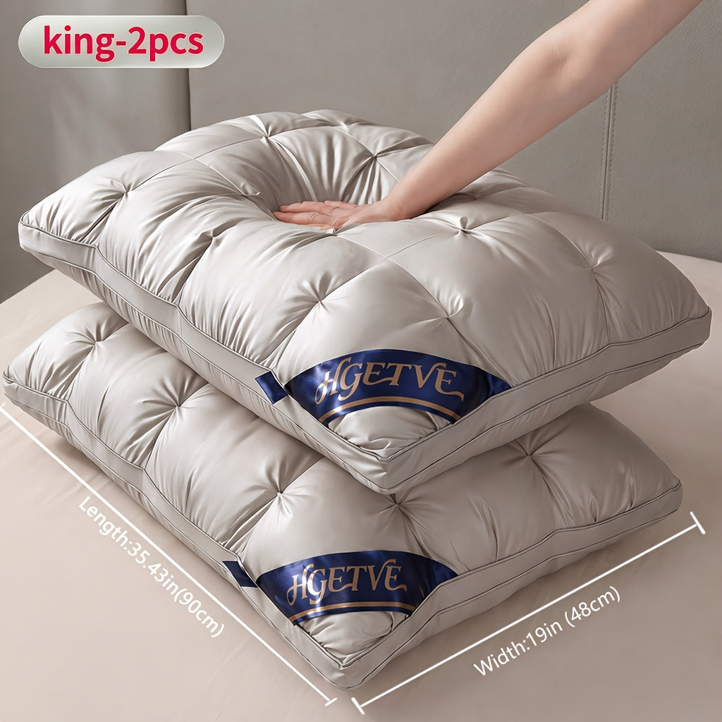 Buy One, Get One Free!2pcs Hotel-quality Pillows, Deep Sleep Neck Support Pillow, Low-allergen Polyester Coverings, Highly Fluffy, All-season, Sleep-aid Pillow, Queen/ King Size, Optional Random Colour, Gifts Of High Quality