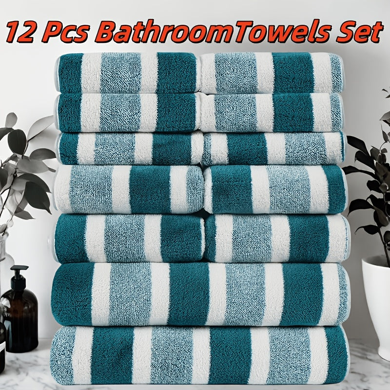 [Ultra-Soft Towel Set] 12/8pcs Towel Set, Ultra-Soft Towel Set with Excellent Absorbency And Quick-Drying Performance, 8pcss Include (1 Large Bath Towel, 2 Medium Bath Towels, 4 Small Bath Towels, 1 Hair-Drying Towel)